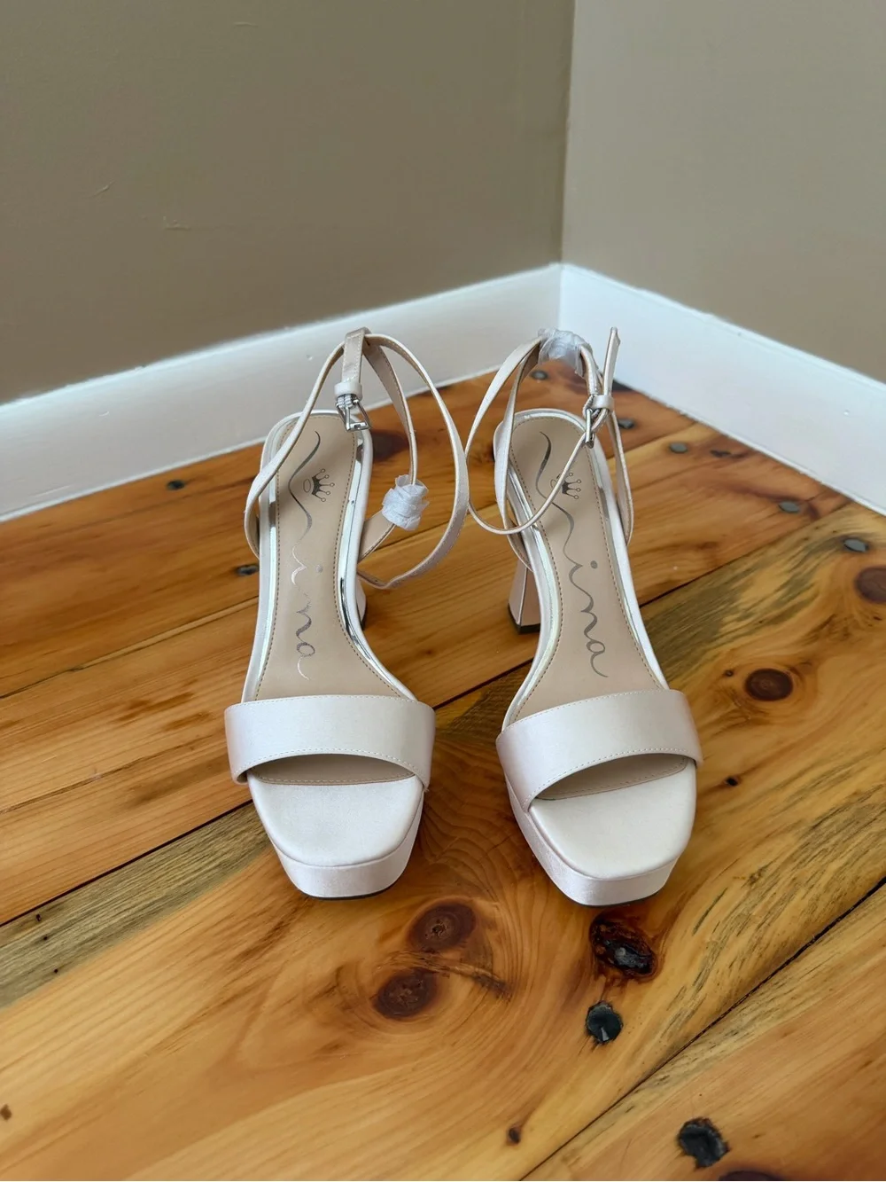 Ivory Platform Slingback Block Heels Nina Tapered Heels Wedding Bridal Sandals